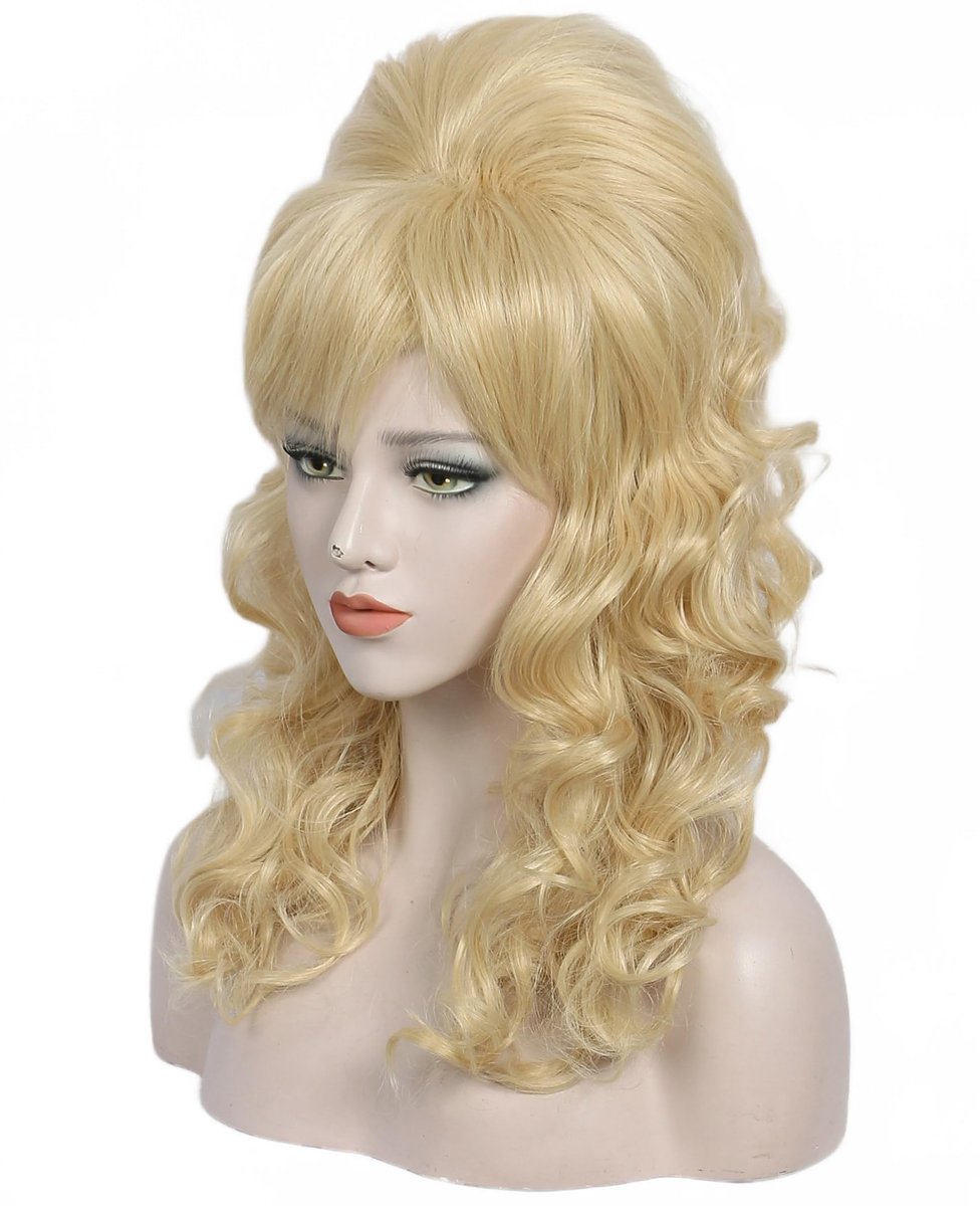 Linfairy Long Wavy Blonde Mixed Wig – Big Bouffant Beehive for 50s & 80s Costume Avelisse