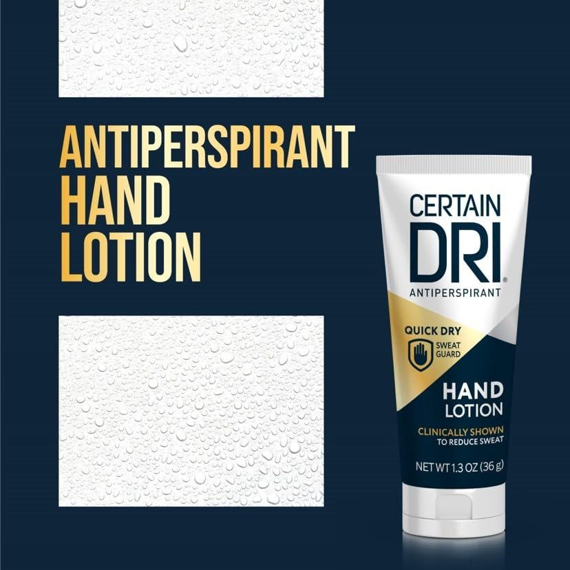 Certain Dri Antiperspirant Hand Lotion – 24-Hour Sweat Protection for Excessive Sweating & Palmar Hyperhidrosis, Fast-Drying, Non-Greasy, Fragrance-Free, Dermatologist-Tested, 1.3 oz - görsel 10