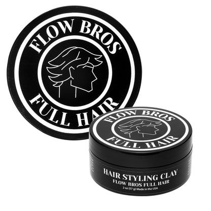 Flow Bros Men's Hair Clay - Strong Hold, Nourishing Formula, Low Shine - Adds Volume and Texture - 2oz Avelisse