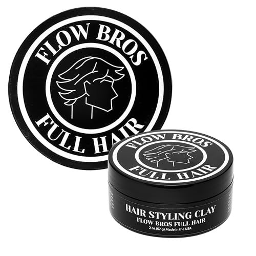 Flow Bros Men's Hair Clay - Strong Hold, Nourishing Formula, Low Shine - Adds Volume and Texture - 2oz Avelisse