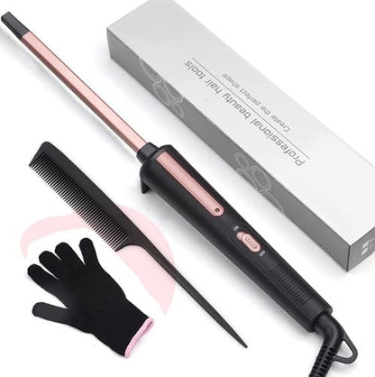 UNOBEY Thin Curling Iron 3/8 Inch - Small Curling Wand for Tight Curls, Ceramic Tourmaline Mini Barrel for Short & Long Hair, Rose Gold Avelisse