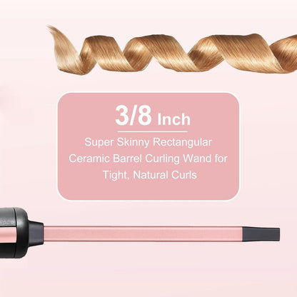 UNOBEY Thin Curling Iron 3/8 Inch - Small Curling Wand for Tight Curls, Ceramic Tourmaline Mini Barrel for Short & Long Hair, Rose Gold Avelisse