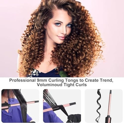 UNOBEY Thin Curling Iron 3/8 Inch - Small Curling Wand for Tight Curls, Ceramic Tourmaline Mini Barrel for Short & Long Hair, Rose Gold Avelisse