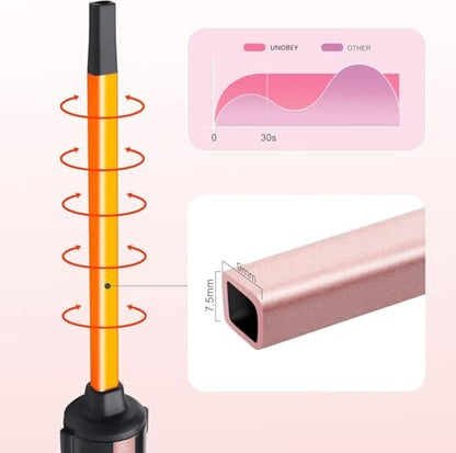 UNOBEY Thin Curling Iron 3/8 Inch - Small Curling Wand for Tight Curls, Ceramic Tourmaline Mini Barrel for Short & Long Hair, Rose Gold Avelisse