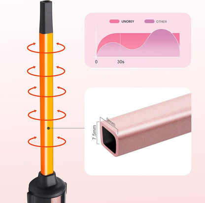 UNOBEY Thin Curling Iron 3/8 Inch - Small Curling Wand for Tight Curls, Ceramic Tourmaline Mini Barrel for Short & Long Hair, Rose Gold Avelisse