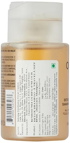 OUAI Detox Shampoo Travel Size - Clarifying Shampoo for Build Up, Dirt, Oil, Product and Hard Water - Apple Cider Vinegar & Keratin - Sulfate-Free (3 oz)