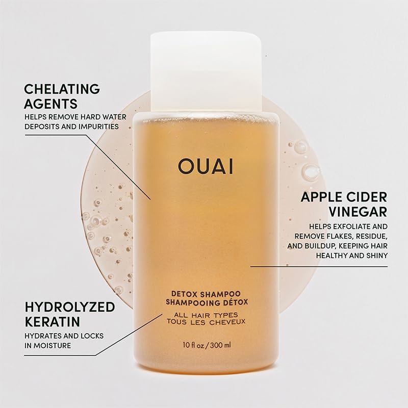 OUAI Detox Shampoo Travel Size - Clarifying Shampoo for Build Up, Dirt, Oil, Product and Hard Water - Apple Cider Vinegar & Keratin - Sulfate-Free (3 oz) - görsel 3