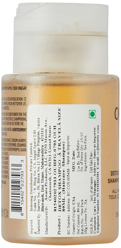 OUAI Detox Shampoo Travel Size - Clarifying Shampoo for Build Up, Dirt, Oil, Product and Hard Water - Apple Cider Vinegar & Keratin - Sulfate-Free (3 oz)