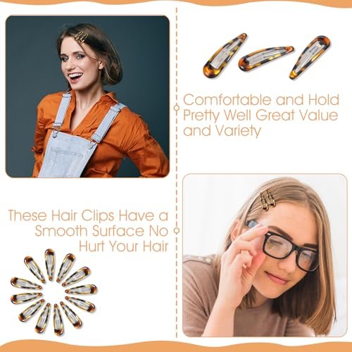 Nogeqi 12-Pack Metal Snap Hair Clips Tortoise – Vintage Hair Barrettes for Women & Girls, Secure Hold for All Hair Types - görsel 4