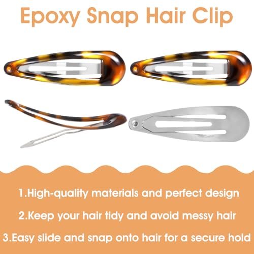 Nogeqi 12-Pack Metal Snap Hair Clips Tortoise – Vintage Hair Barrettes for Women & Girls, Secure Hold for All Hair Types - görsel 10