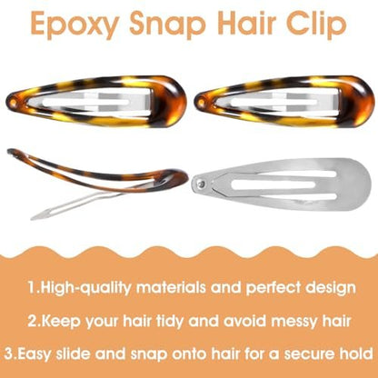 Nogeqi 12-Pack Metal Snap Hair Clips Tortoise – Vintage Hair Barrettes for Women & Girls, Secure Hold for All Hair Types