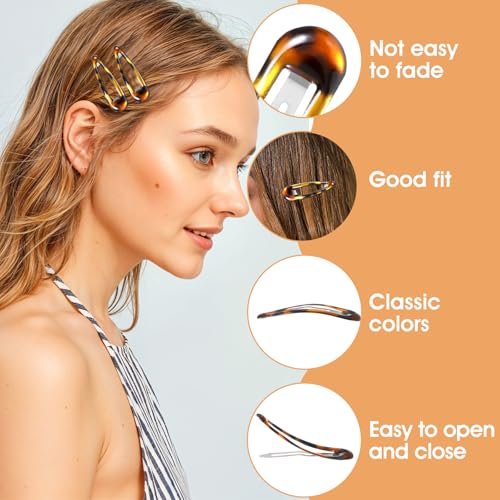Nogeqi 12-Pack Metal Snap Hair Clips Tortoise – Vintage Hair Barrettes for Women & Girls, Secure Hold for All Hair Types - görsel 12
