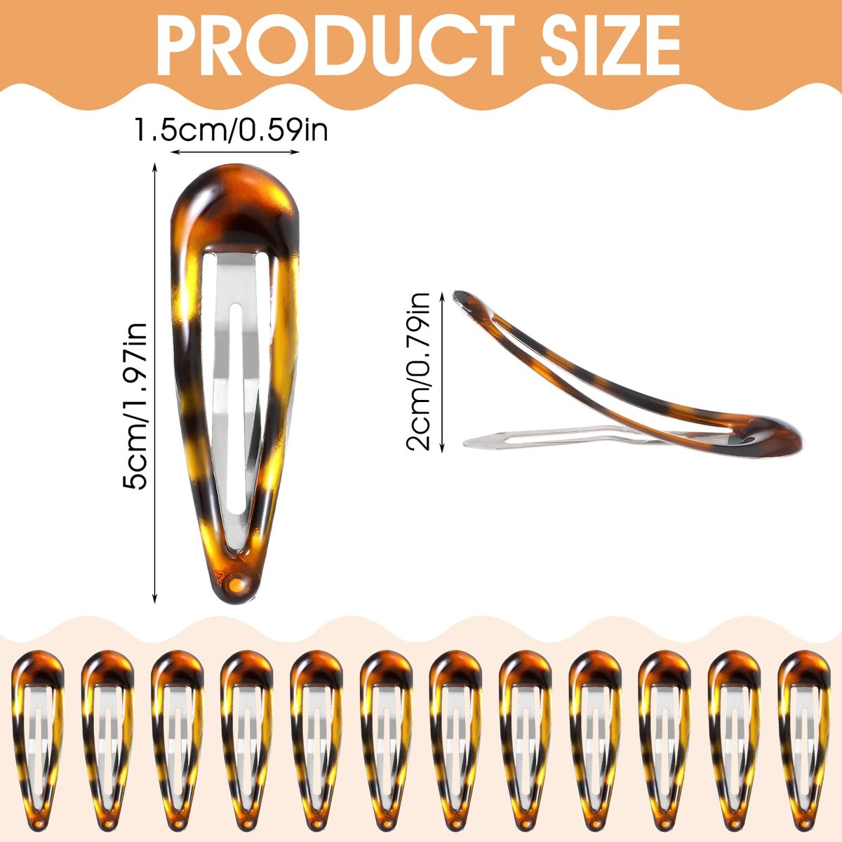 Nogeqi 12-Pack Metal Snap Hair Clips Tortoise – Vintage Hair Barrettes for Women & Girls, Secure Hold for All Hair Types - görsel 5