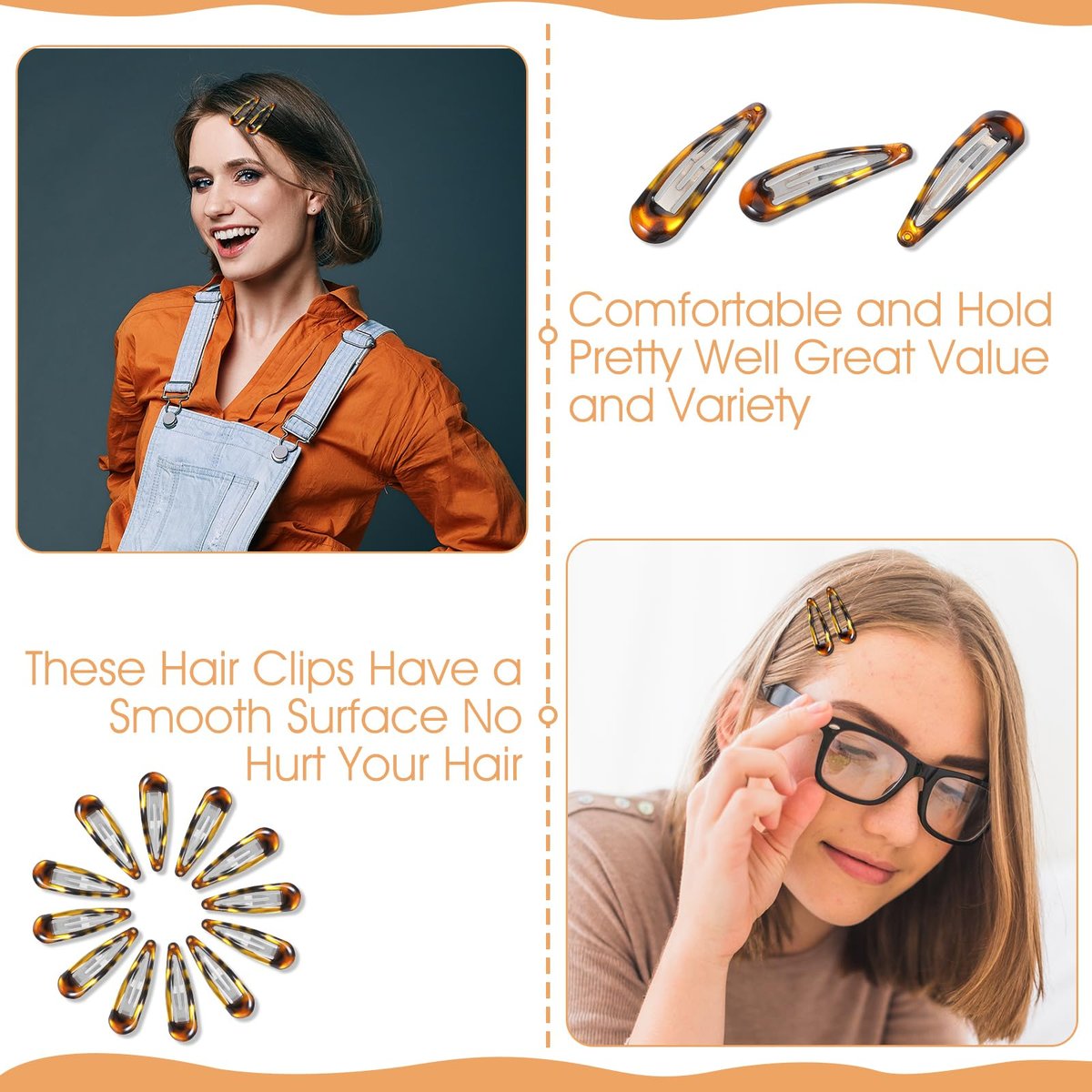 Nogeqi 12-Pack Metal Snap Hair Clips Tortoise – Vintage Hair Barrettes for Women & Girls, Secure Hold for All Hair Types - görsel 3