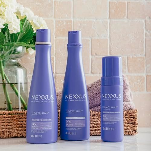Nexxus HY-VOLUME Weightless Lift Shampoo, Conditioner & Foam 3 Pack - Protein Fusion with Collagen & Hyaluronic Acid for Flat, Limp Hair - 48 Hours of Volume (13.5 fl oz & 5.5 fl oz) Avelisse