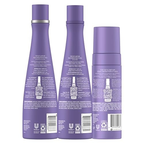 Nexxus HY-VOLUME Weightless Lift Shampoo, Conditioner & Foam 3 Pack - Protein Fusion with Collagen & Hyaluronic Acid for Flat, Limp Hair - 48 Hours of Volume (13.5 fl oz & 5.5 fl oz) Avelisse