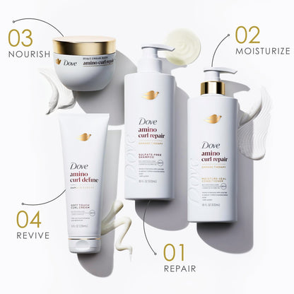 Dove Amino Curl Regimen Pack: Shampoo, Conditioner & Hair Mask for Curly, Coily Hair with Bio-Protein Care Technology & Jojoba Oil (4 Piece Set) Avelisse