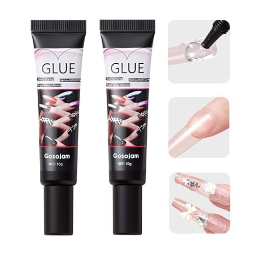 Gosojam Nail Glue 2-Pack – Fast-Drying, Long-Lasting Adhesive for Acrylic, Press-On & Gel Nails – Water-Resistant, No UV/LED Needed, 10g x 2 – Strong Bond, Gentle on Nails, Ideal for DIY & Salon Use - görsel 2