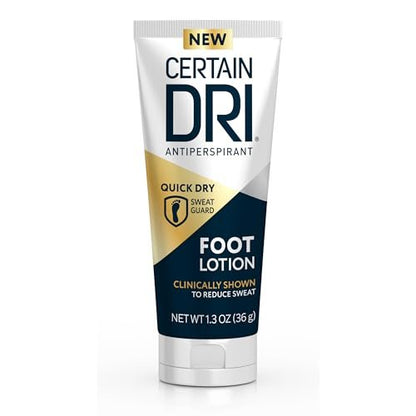 Certain Dri Antiperspirant Foot Lotion – 24-Hour Sweat & Odor Protection, Quick-Drying Non-Sticky Formula, Dermatologist-Tested, 1.3 oz