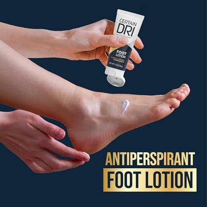 Certain Dri Antiperspirant Foot Lotion – 24-Hour Sweat & Odor Protection, Quick-Drying Non-Sticky Formula, Dermatologist-Tested, 1.3 oz