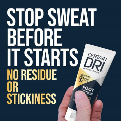 Certain Dri Antiperspirant Foot Lotion – 24-Hour Sweat & Odor Protection, Quick-Drying Non-Sticky Formula, Dermatologist-Tested, 1.3 oz