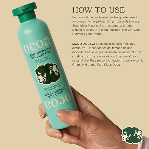 OCOA Beauty Curl Defining Styling Gel with Flaxseed, Mango Butter & Hibiscus – Medium Hold for Curly & Wavy Hair – Frizz Control, Deep Hydration & Soft Defined Curls with Zero Flaking or Crunch – 8 oz Avelisse