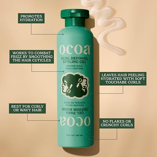 OCOA Beauty Curl Defining Styling Gel with Flaxseed, Mango Butter & Hibiscus – Medium Hold for Curly & Wavy Hair – Frizz Control, Deep Hydration & Soft Defined Curls with Zero Flaking or Crunch – 8 oz Avelisse