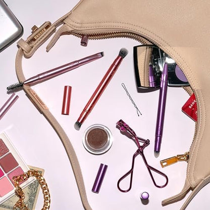 Real Techniques Double Time Brush + Lash 4 Piece Set – Dual-Ended Eye Makeup Brushes, Travel-Friendly Storage Caps, Eyelash Curler Included, Cruelty-Free Avelisse