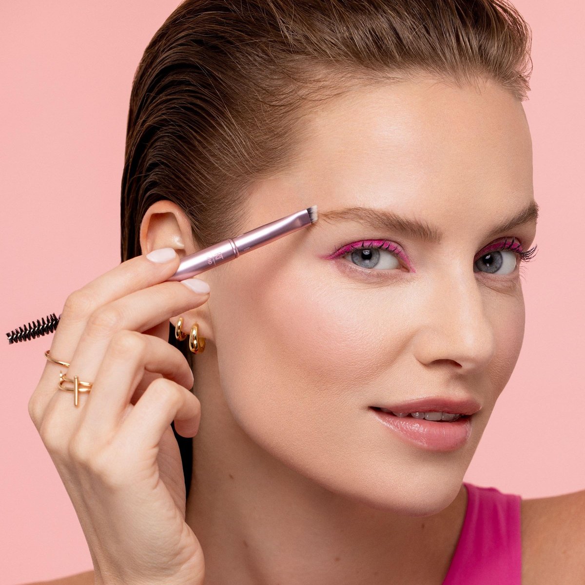 Real Techniques Double Time Brush + Lash 4 Piece Set – Dual-Ended Eye Makeup Brushes, Travel-Friendly Storage Caps, Eyelash Curler Included, Cruelty-Free Avelisse