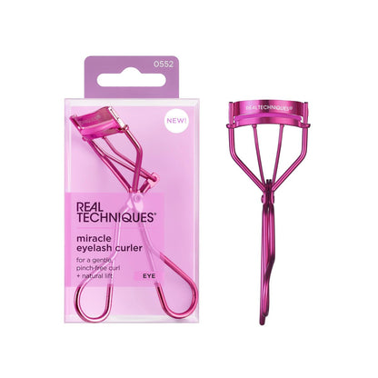 Real Techniques Miracle Eyelash Curler – Gentle, Pinch-Free Lash Lift for Stunning Volume, Travel-Size, Cruelty-Free (Pink, 1 Count)