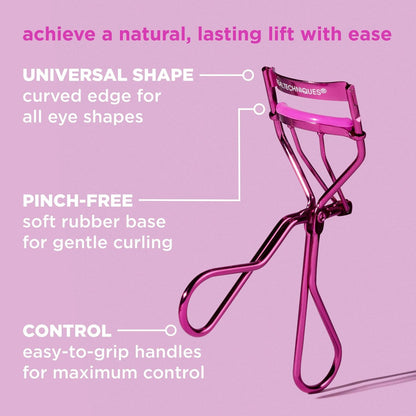 Real Techniques Miracle Eyelash Curler – Gentle, Pinch-Free Lash Lift for Stunning Volume, Travel-Size, Cruelty-Free (Pink, 1 Count)