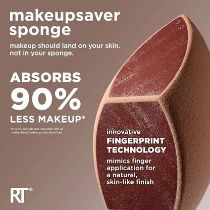 Real Techniques Makeupsaver Sponge + Brush Trio – Makeup Blending Sponge & Brushes for Liquid & Cream Foundation, Natural Finish, Reduces Makeup Waste, Cruelty-Free & Latex-Free, 3 Piece Set Avelisse