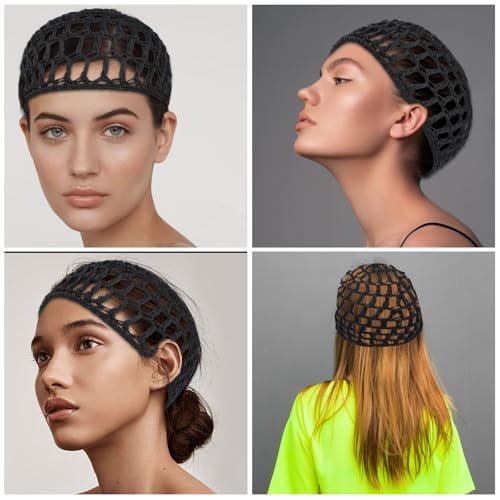ZEYIYER 2PCS Hair Nets for Sleeping – Silk Press Wrap for Hair, Crochet Hair Net for Women, Black - görsel 6