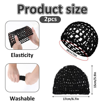 ZEYIYER 2PCS Hair Nets for Sleeping – Silk Press Wrap for Hair, Crochet Hair Net for Women, Black