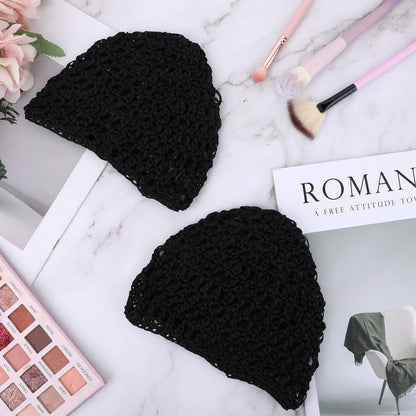 ZEYIYER 2PCS Hair Nets for Sleeping – Silk Press Wrap for Hair, Crochet Hair Net for Women, Black
