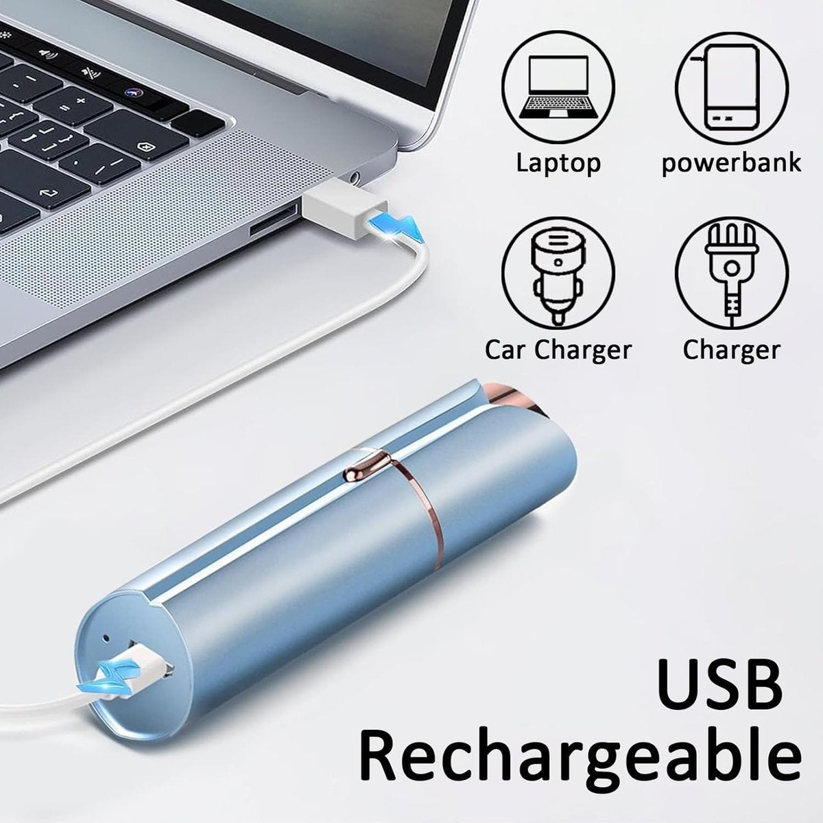Tuokiy Painless Facial Hair Removal for Women – USB Rechargeable Face Shaver with 3 Heads, Blue Avelisse