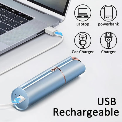 Tuokiy Painless Facial Hair Removal for Women – USB Rechargeable Face Shaver with 3 Heads, Blue Avelisse