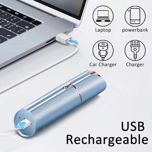 Tuokiy Painless Facial Hair Removal for Women – USB Rechargeable Face Shaver with 3 Heads, Blue Avelisse