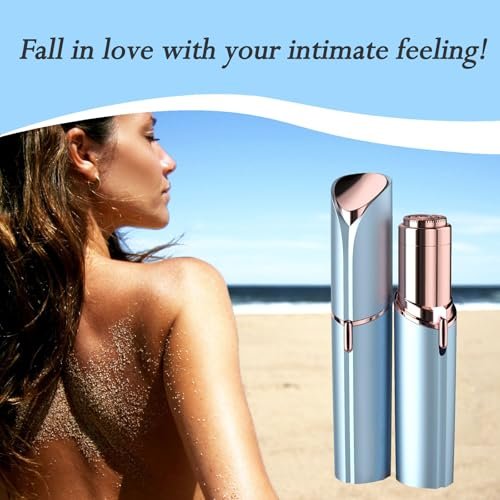 Tuokiy Painless Facial Hair Removal for Women – USB Rechargeable Face Shaver with 3 Heads, Blue Avelisse
