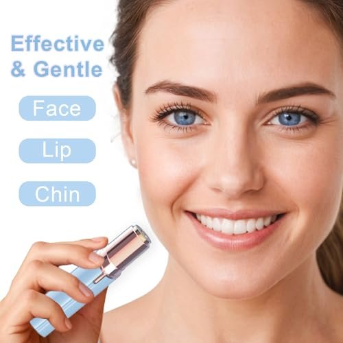 Tuokiy Painless Facial Hair Removal for Women – USB Rechargeable Face Shaver with 3 Heads, Blue Avelisse