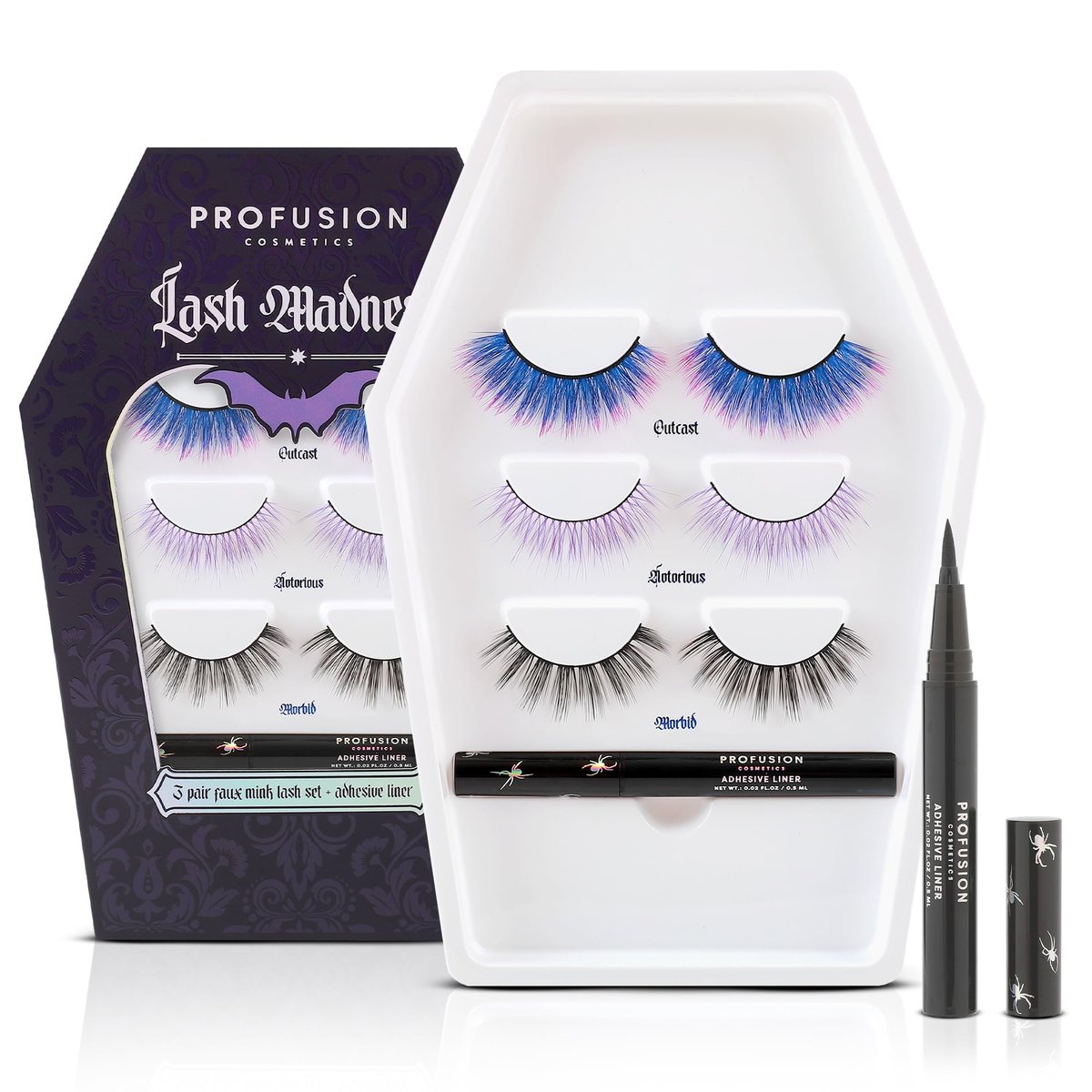 Profusion Cosmetics Lash Madness False Eyelashes with Adhesive Liner Pen - 3 Bold Lash Styles, Faux Mink, Lightweight & Comfortable All-Day Wear - görsel 1