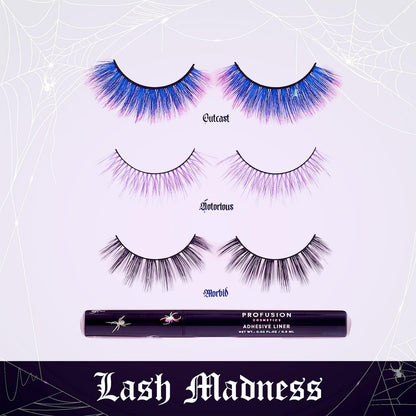 Profusion Cosmetics Lash Madness False Eyelashes with Adhesive Liner Pen - 3 Bold Lash Styles, Faux Mink, Lightweight & Comfortable All-Day Wear