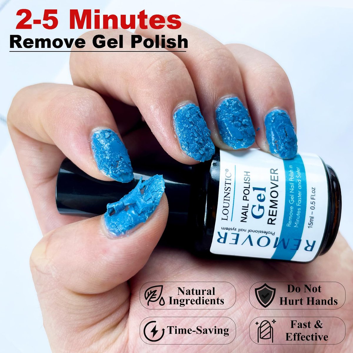 LOUINSTIC Gel Nail Polish Remover Kit – 2pcs Fast Gel Remover with Nail Files, No Soak, No Wrap, No Irritation Avelisse