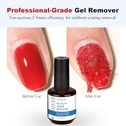 LOUINSTIC Gel Nail Polish Remover Kit – 2pcs Fast Gel Remover with Nail Files, No Soak, No Wrap, No Irritation Avelisse
