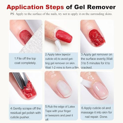 LOUINSTIC Gel Nail Polish Remover Kit – 2pcs Fast Gel Remover with Nail Files, No Soak, No Wrap, No Irritation Avelisse