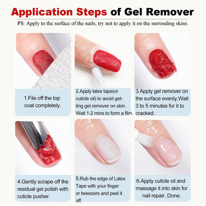 LOUINSTIC Gel Nail Polish Remover Kit – 2pcs Fast Gel Remover with Nail Files, No Soak, No Wrap, No Irritation Avelisse