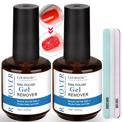 LOUINSTIC Gel Nail Polish Remover Kit – 2pcs Fast Gel Remover with Nail Files, No Soak, No Wrap, No Irritation Avelisse