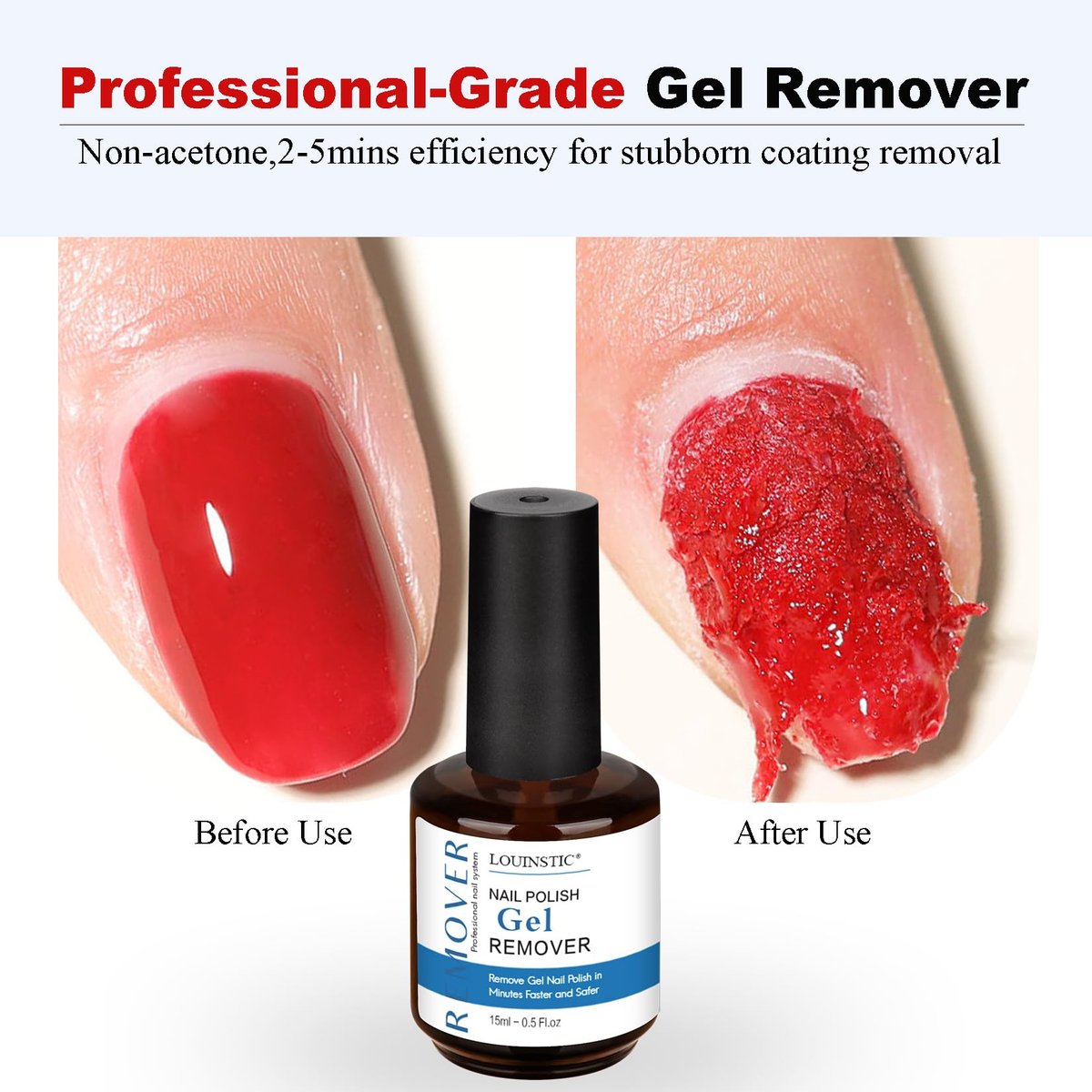 LOUINSTIC Gel Nail Polish Remover Kit – 2pcs Fast Gel Remover with Nail Files, No Soak, No Wrap, No Irritation Avelisse
