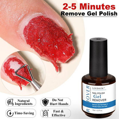 LOUINSTIC Gel Nail Polish Remover Kit – 2pcs Fast Gel Remover with Nail Files, No Soak, No Wrap, No Irritation Avelisse