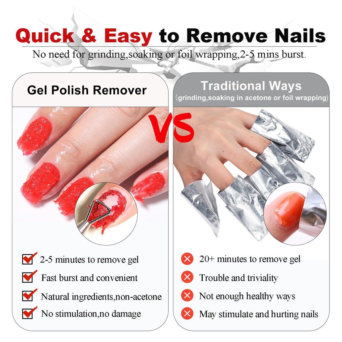 LOUINSTIC Gel Nail Polish Remover Kit – 2pcs Fast Gel Remover with Nail Files, No Soak, No Wrap, No Irritation Avelisse